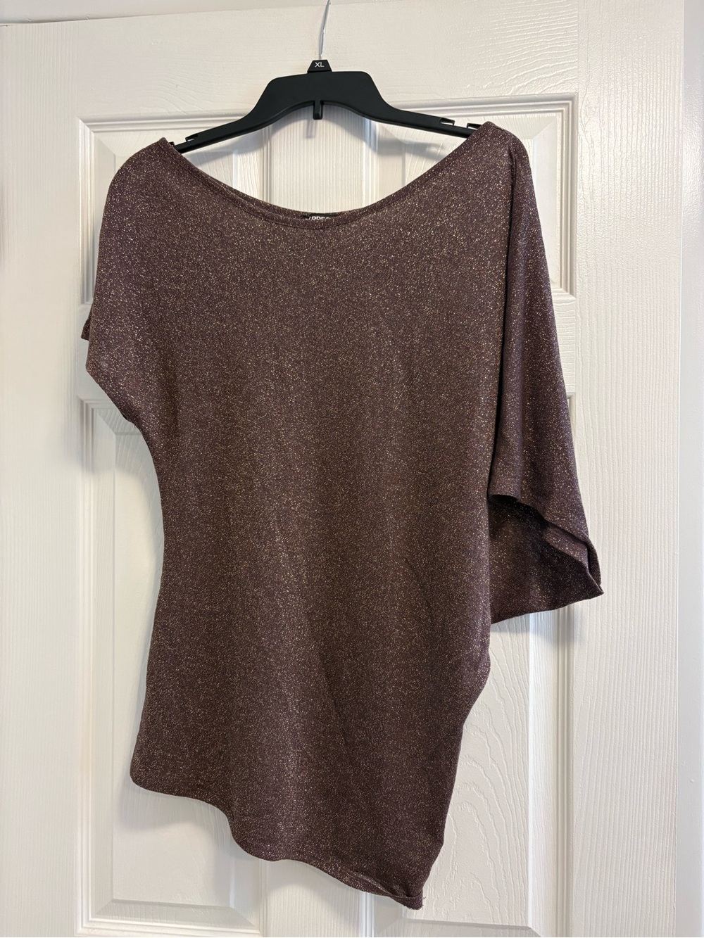 Express Metallic One-Shoulder Tunic in Brown women’s medium